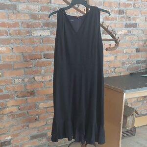 Talbots Black Sheath Midi Dress V-Neck Sleeveless